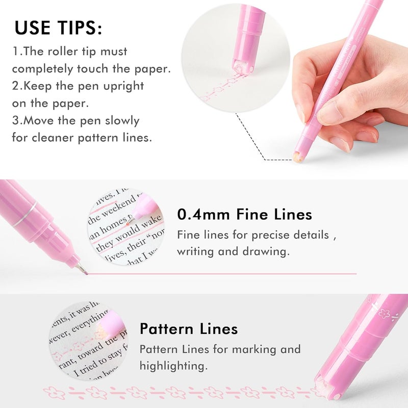 AOROKI 12 Colored Curve Highlighter Pen Set, 10 Different Shapes Dual Tip Marker Highlighters for Journaling Drawing Note Taking,Curve Highlighter pens for Planner Scrapbook School Supplies - Image 3